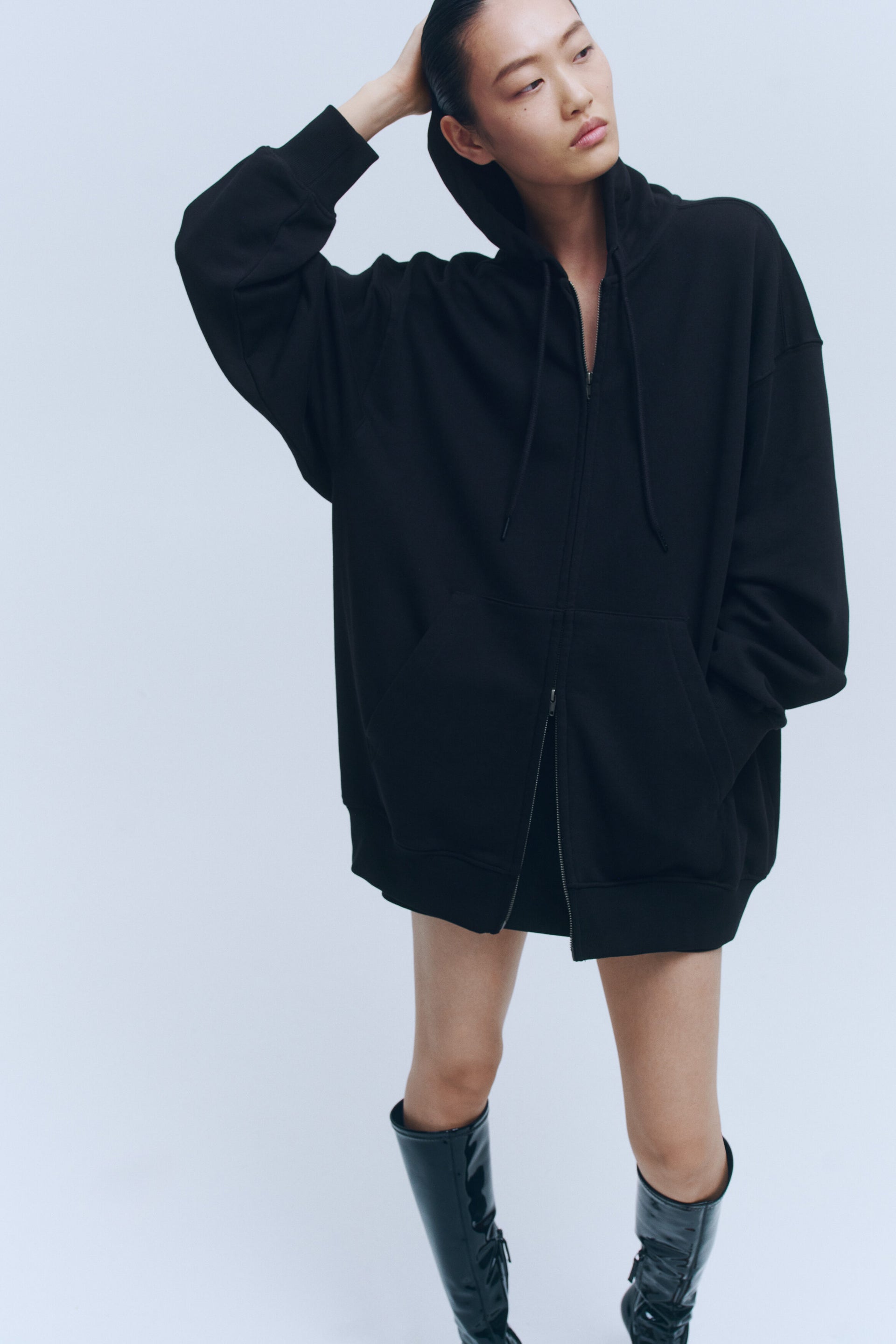 Oversized zip-through hoodie