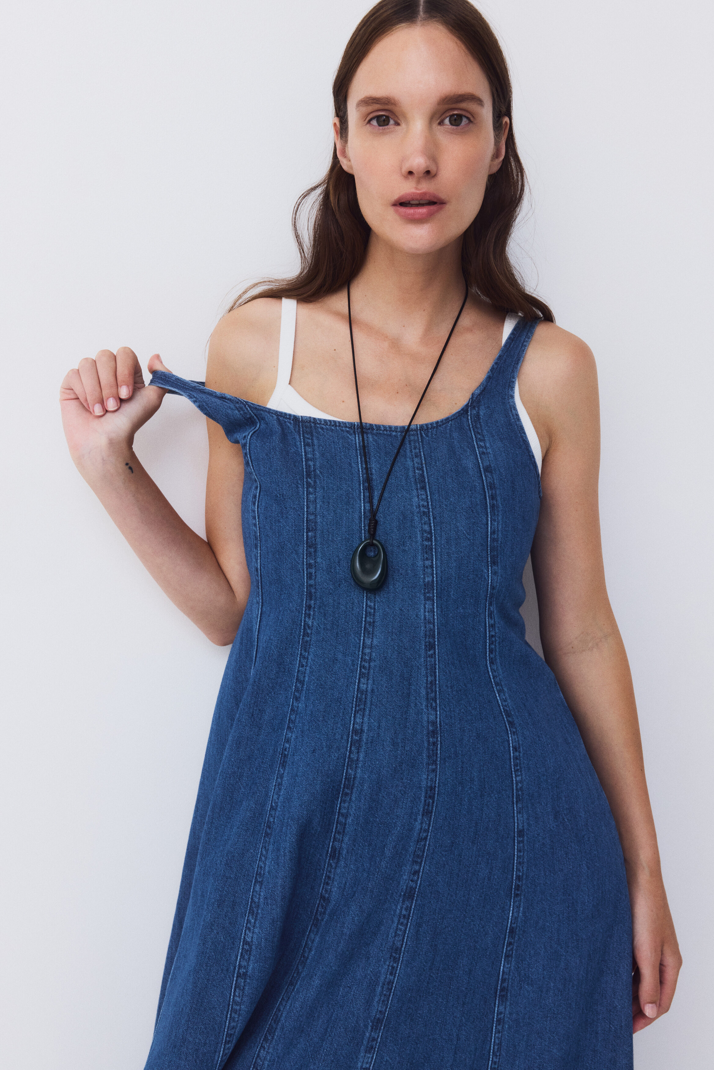 MAMA Denim midi dress