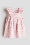 Flounce-trimmed cotton dress