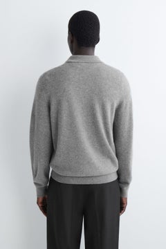 SEAMLESS PURE CASHMERE POLO SHIRT — Grey medium dusty 5