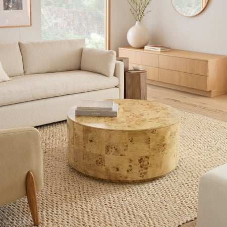 Volume Round Drum Coffee Table 36"- Burl
Volume Round Drum Coffee Table 36"- Burl