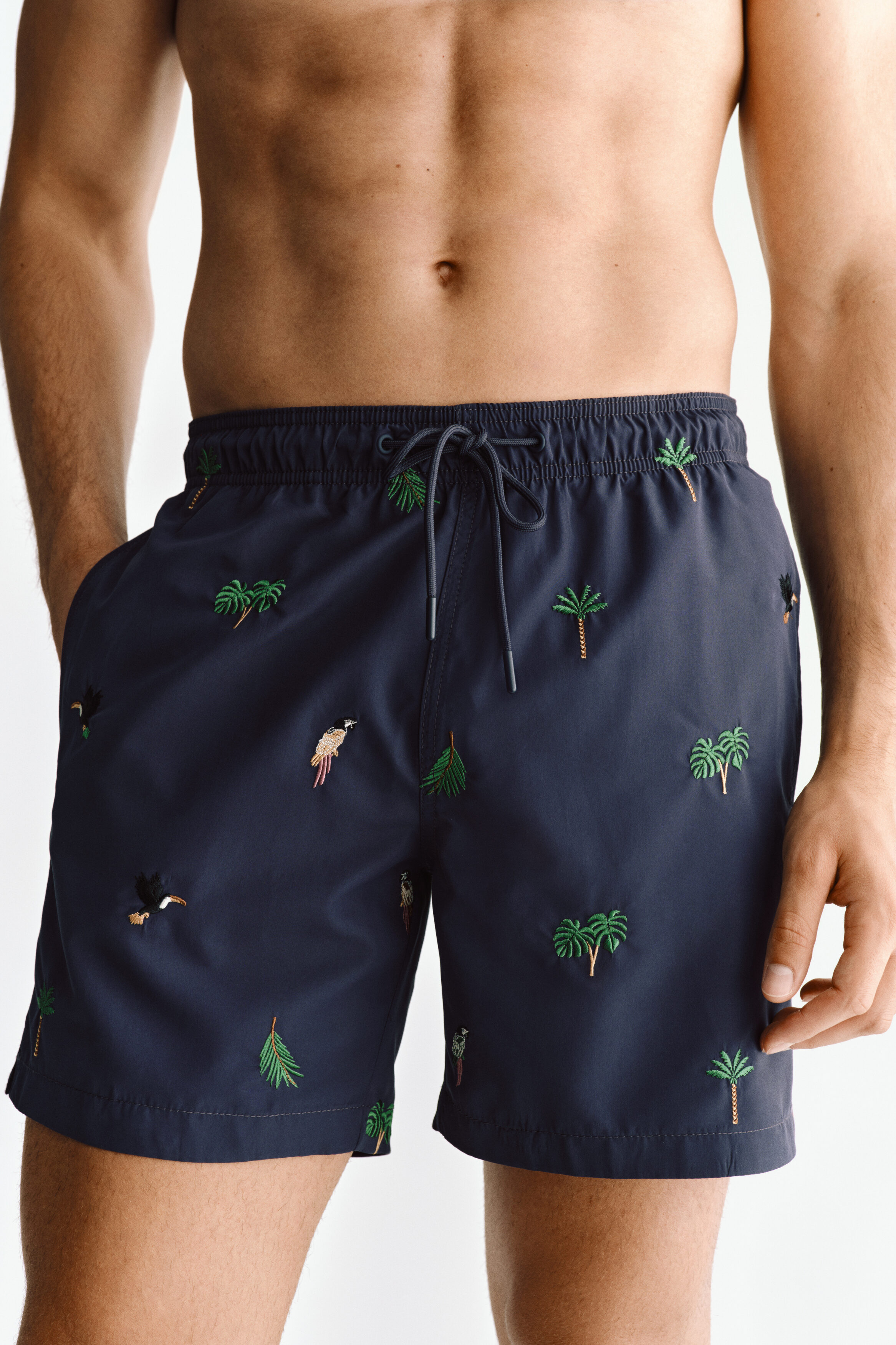 Patterned swim shorts