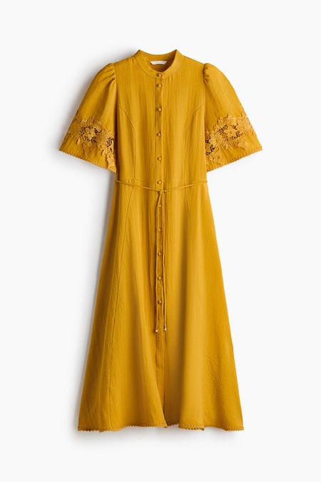 Crinkled broderie anglaise dress