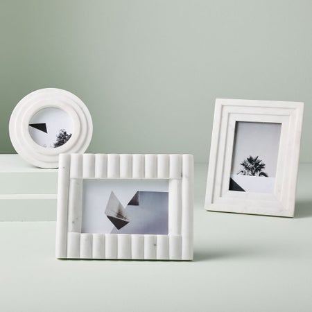Textured Marble Frames- White