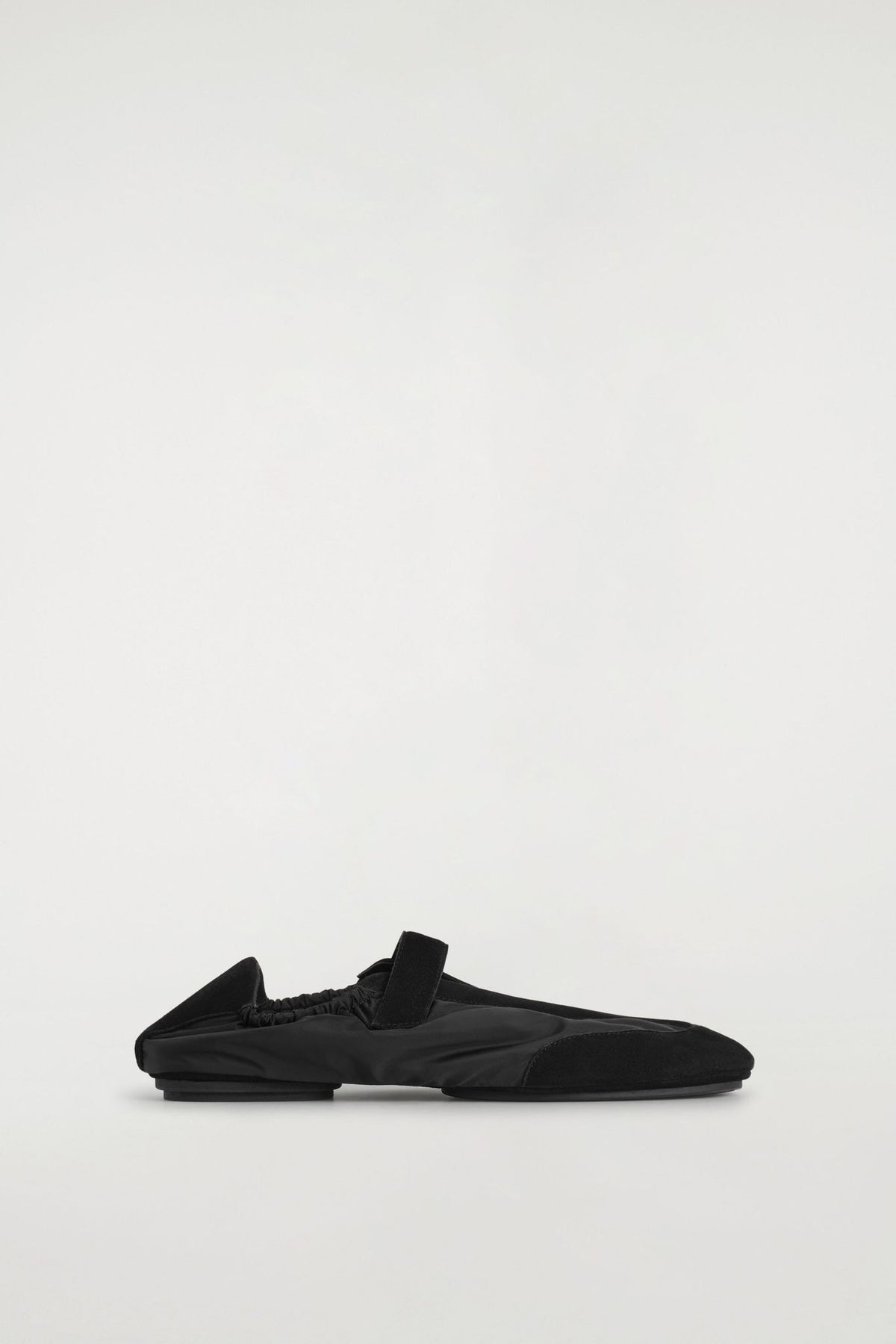 SUEDE-NYLON MARY-JANE TRAINERS — Black dark