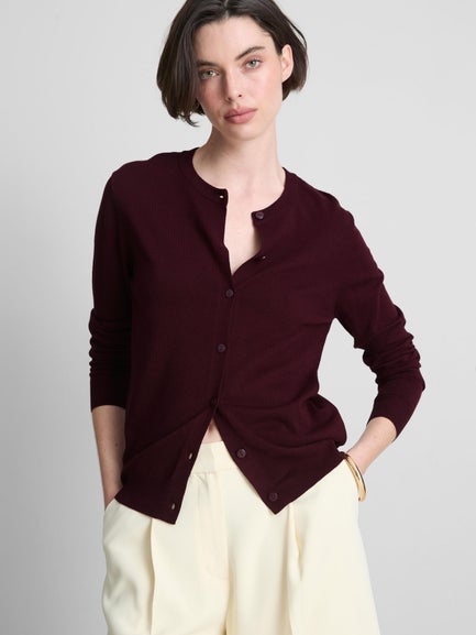 Knitted Crew Neck Cardigan