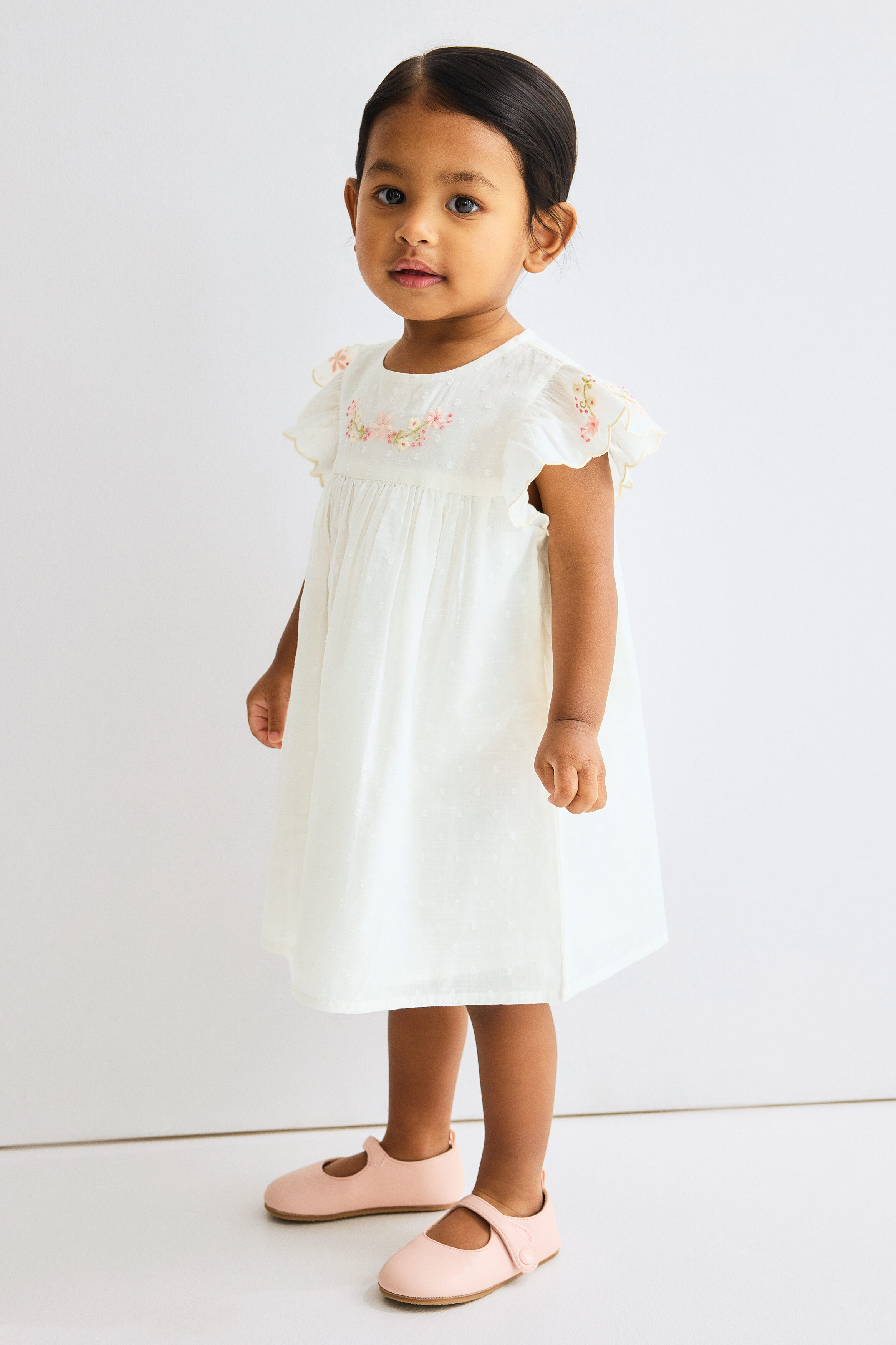 Embroidery-detail cotton dress