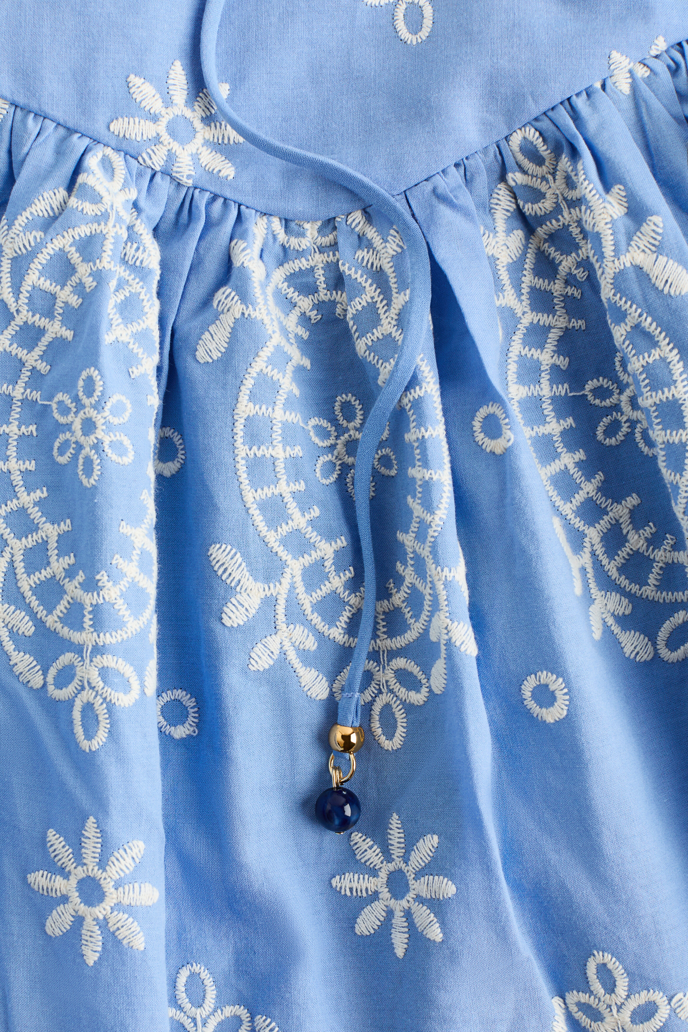 Embroidered tie-strap dress