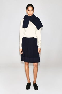 MERINO WOOL PLEATED MIDI SKIRT — Blue dark 2