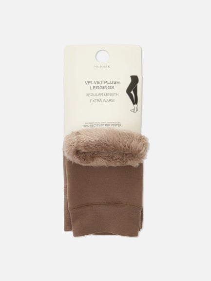 1pk Velvet Plush Taupe Leggings