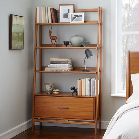 Mid-Century Bookshelf, Wide Tower, Acorn Mid-Century Bookshelf, Wide Tower, Acorn
