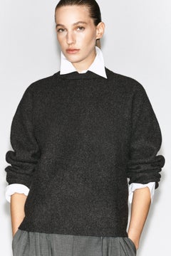 LAYERED-COLLAR BOILED WOOL JUMPER — Grey dark 4