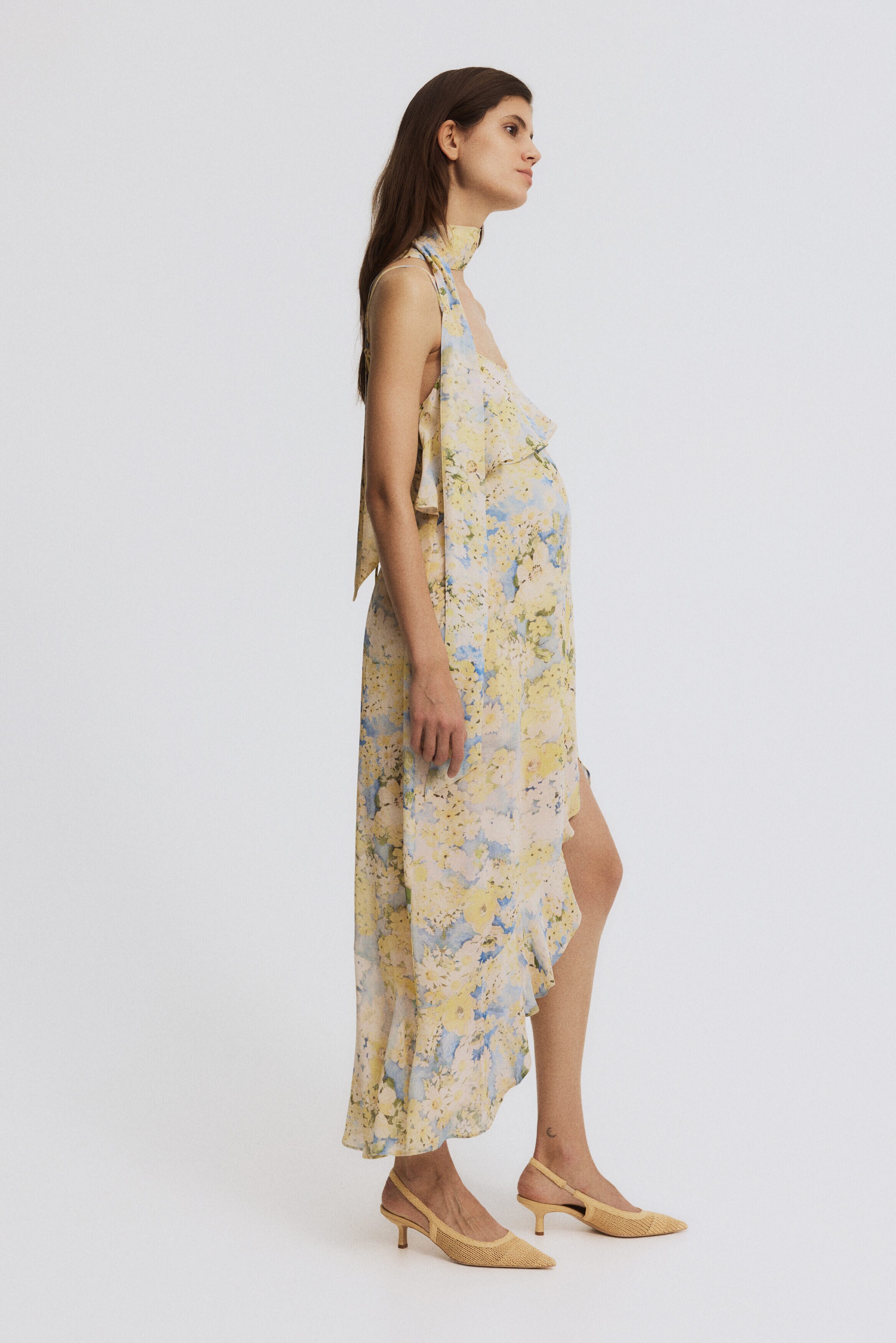 MAMA Flounced chiffon dress with scarf