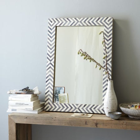 Parsons 34" Floor Mirror, Gray Herringbone