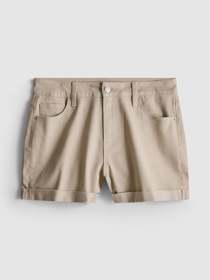 Mid-Rise Turn Up Denim Shorts