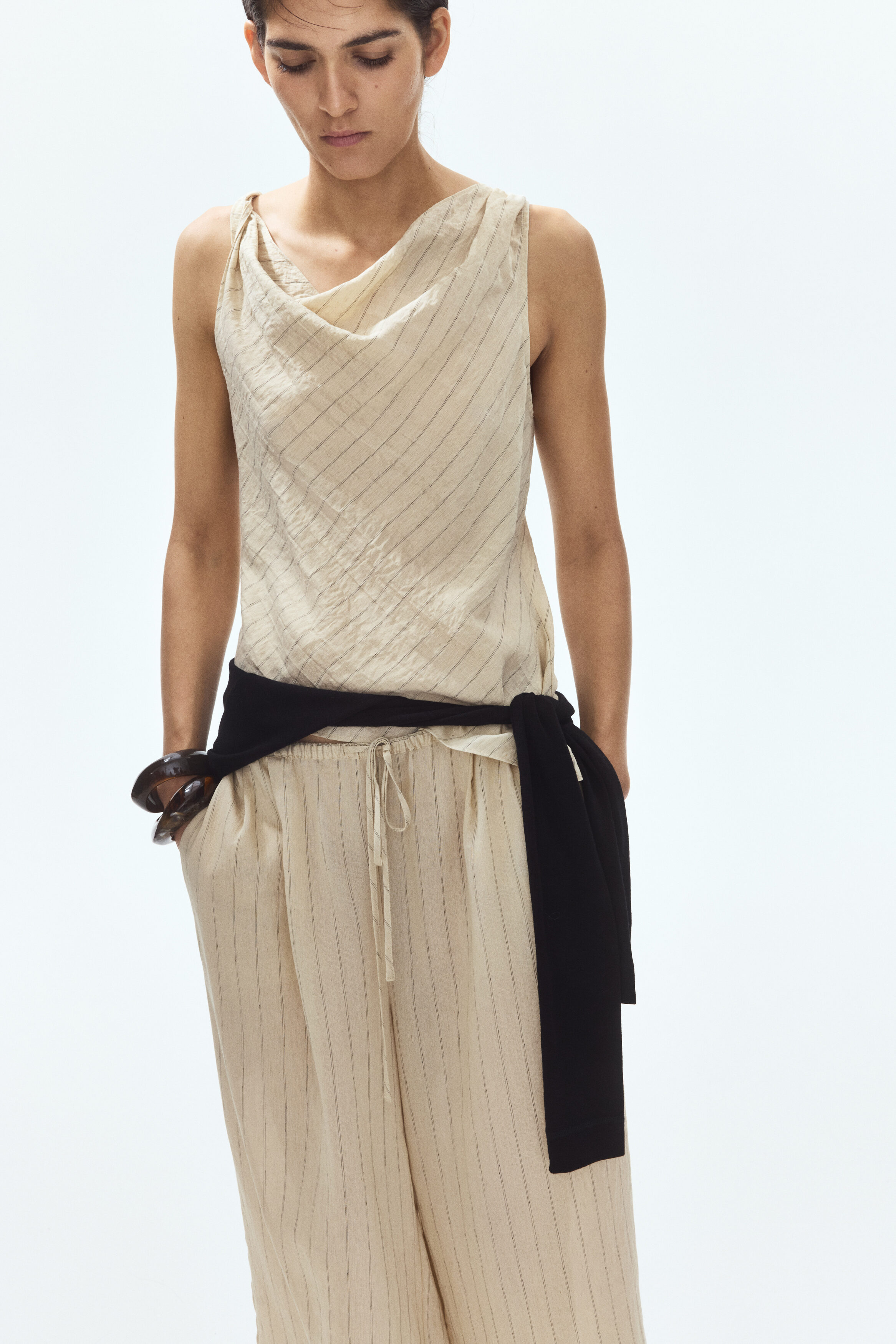 Asymmetric cowl-neck top