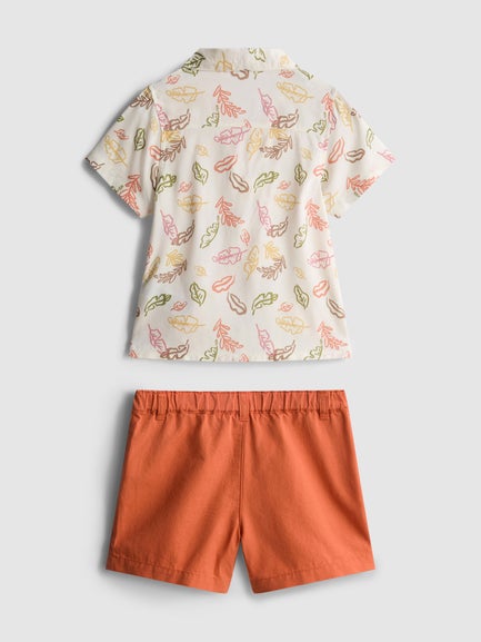 Printed Shirt and Chino Shorts Set