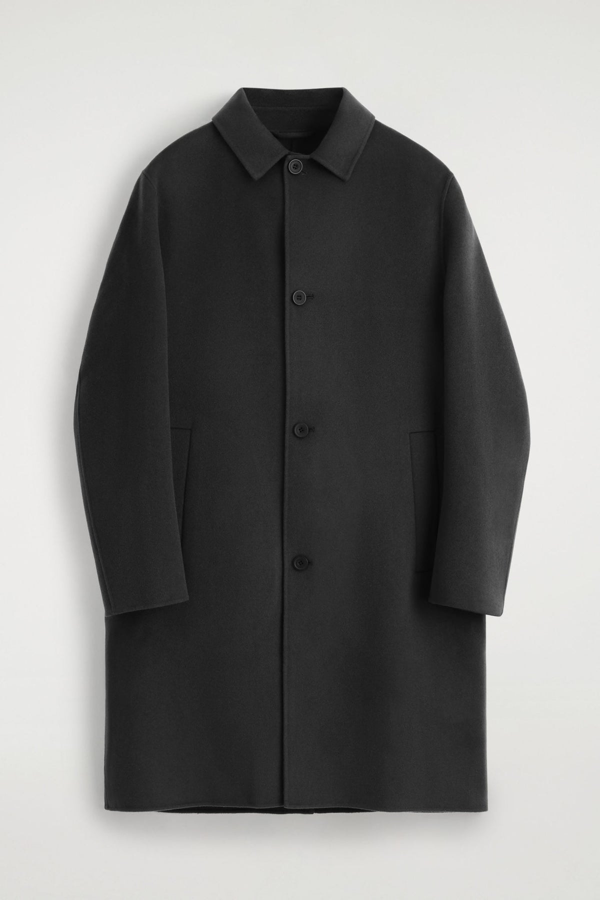 SPLIT WOOL CAR COAT — Black dark