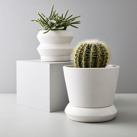 Totem Tabletop Planters - White Leather