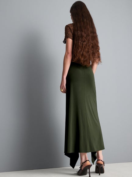 Jersey Waterfall Midi Skirt