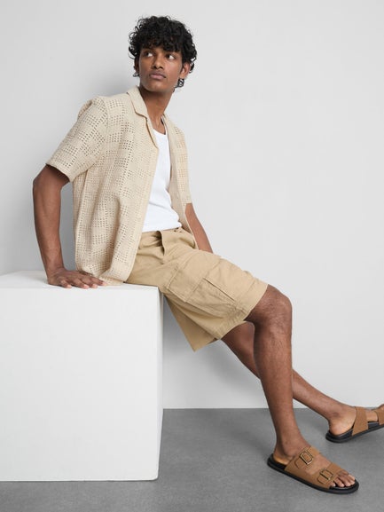 Linen Blend Cargo Shorts