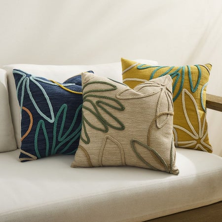 Outdoor Linework Floral Pillow