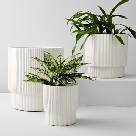 Fluted Planters - White