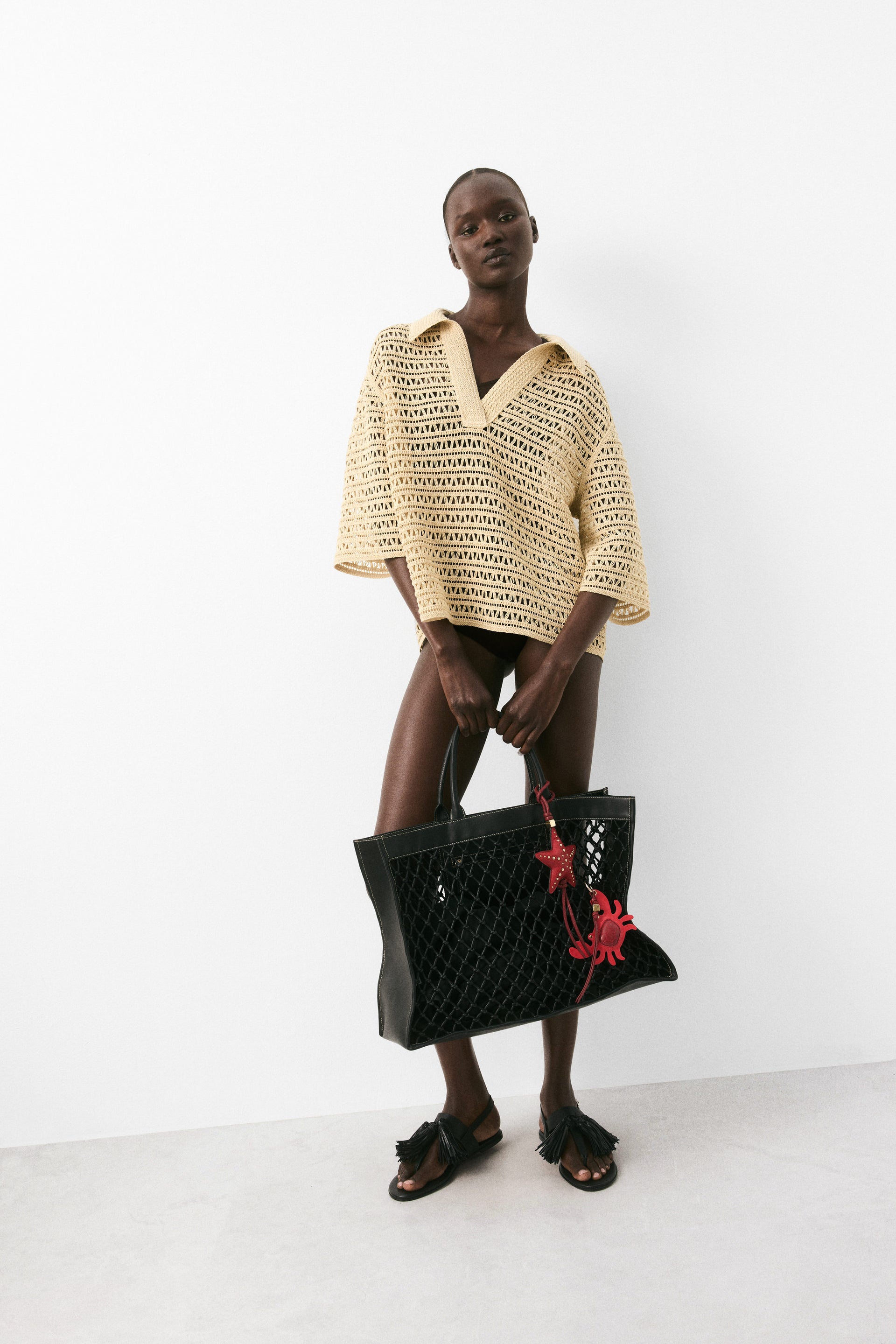 Crochet-look popover shirt