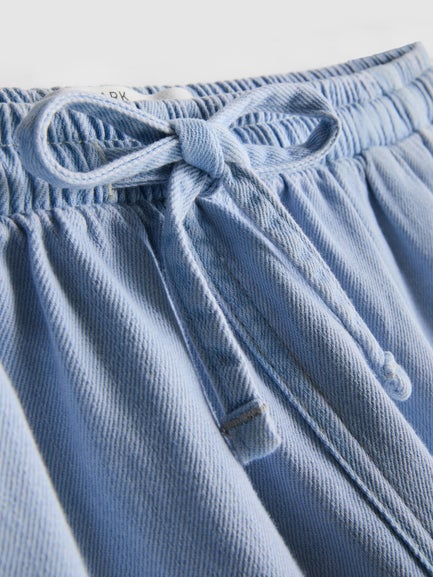 Cotton Denim Jogger Shorts