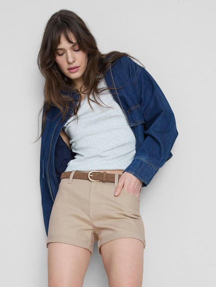 Mid-Rise Turn Up Denim Shorts
