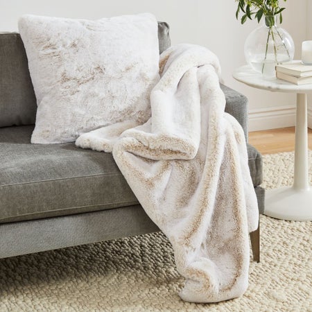 Faux Fur Chinchilla Pillow Cover & Throw Set
