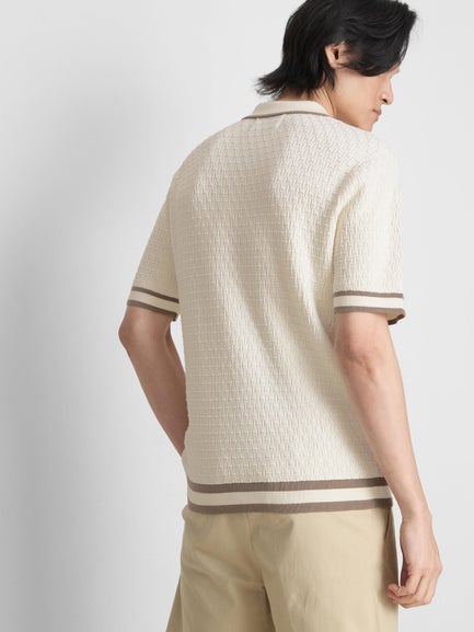 The Edit Textured Zip Polo Shirt