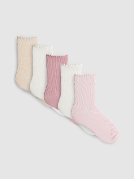 5pk Ribbed Lettuce Trim Ankle Socks