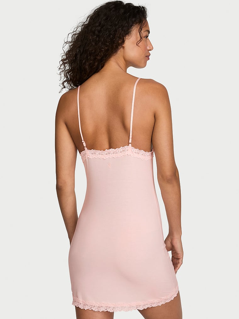 SoSoft™ Modal Lace-Trim Tie-Front Slip Dress