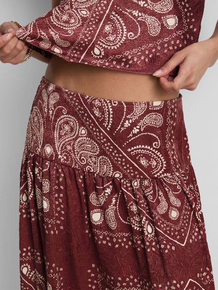 Paula Echevarría Printed Satin Maxi Skirt
