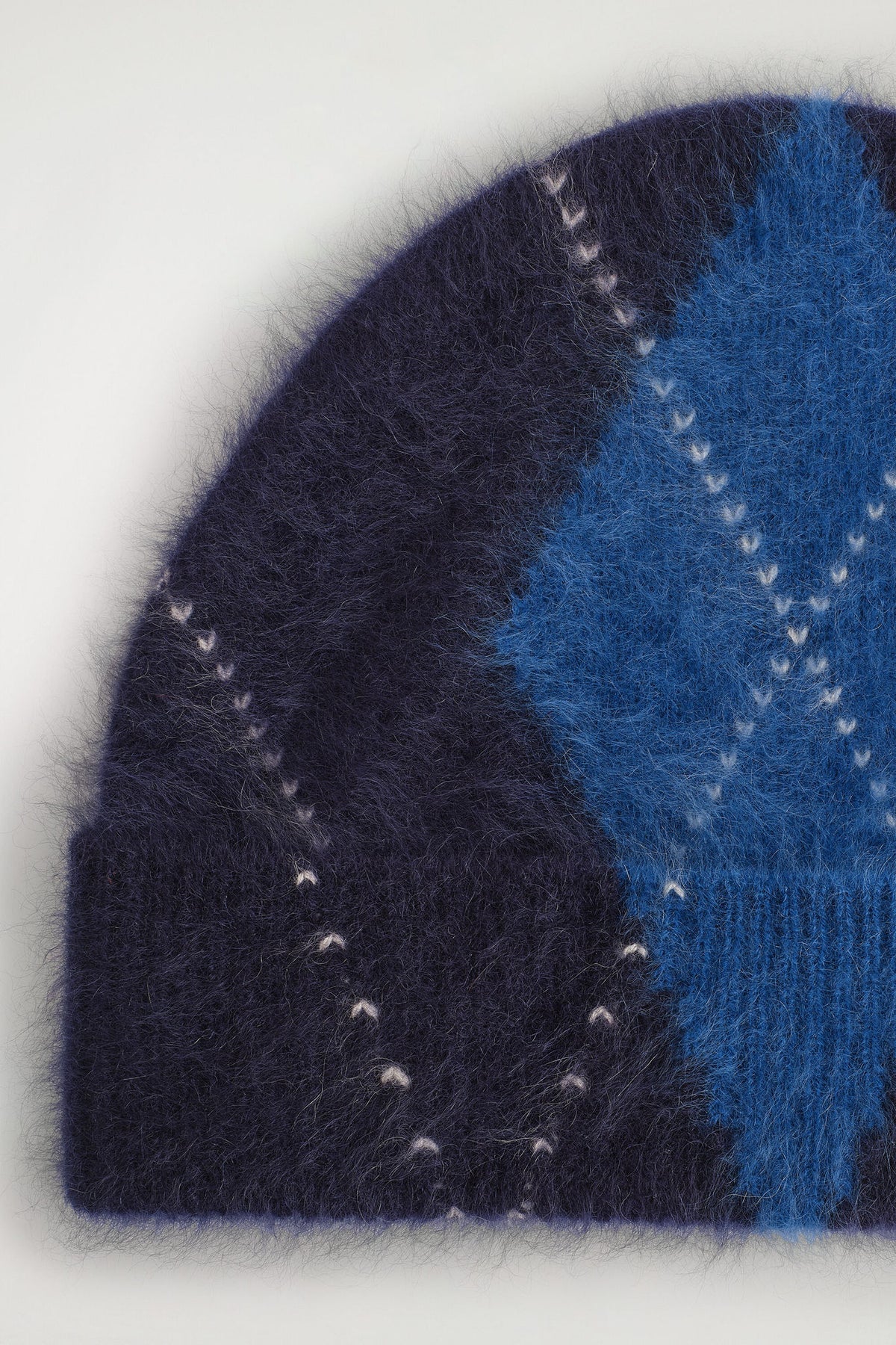 ARGYLE BRUSHED-CASHMERE BEANIE — Blue medium