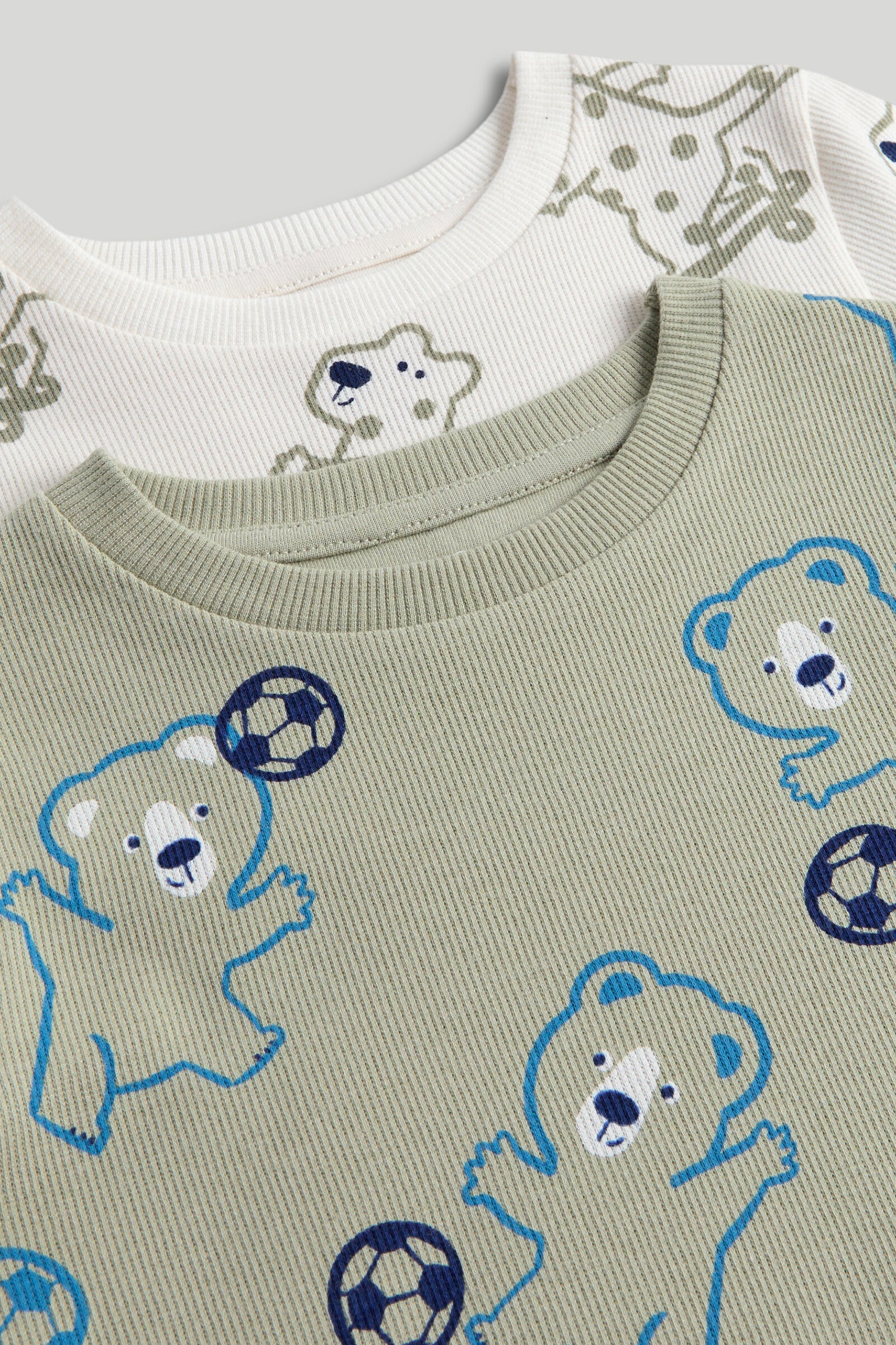 2 Pack Bear Ribbed Pyjamas