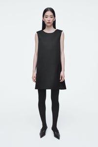 SATIN RACER-NECK MINI DRESS