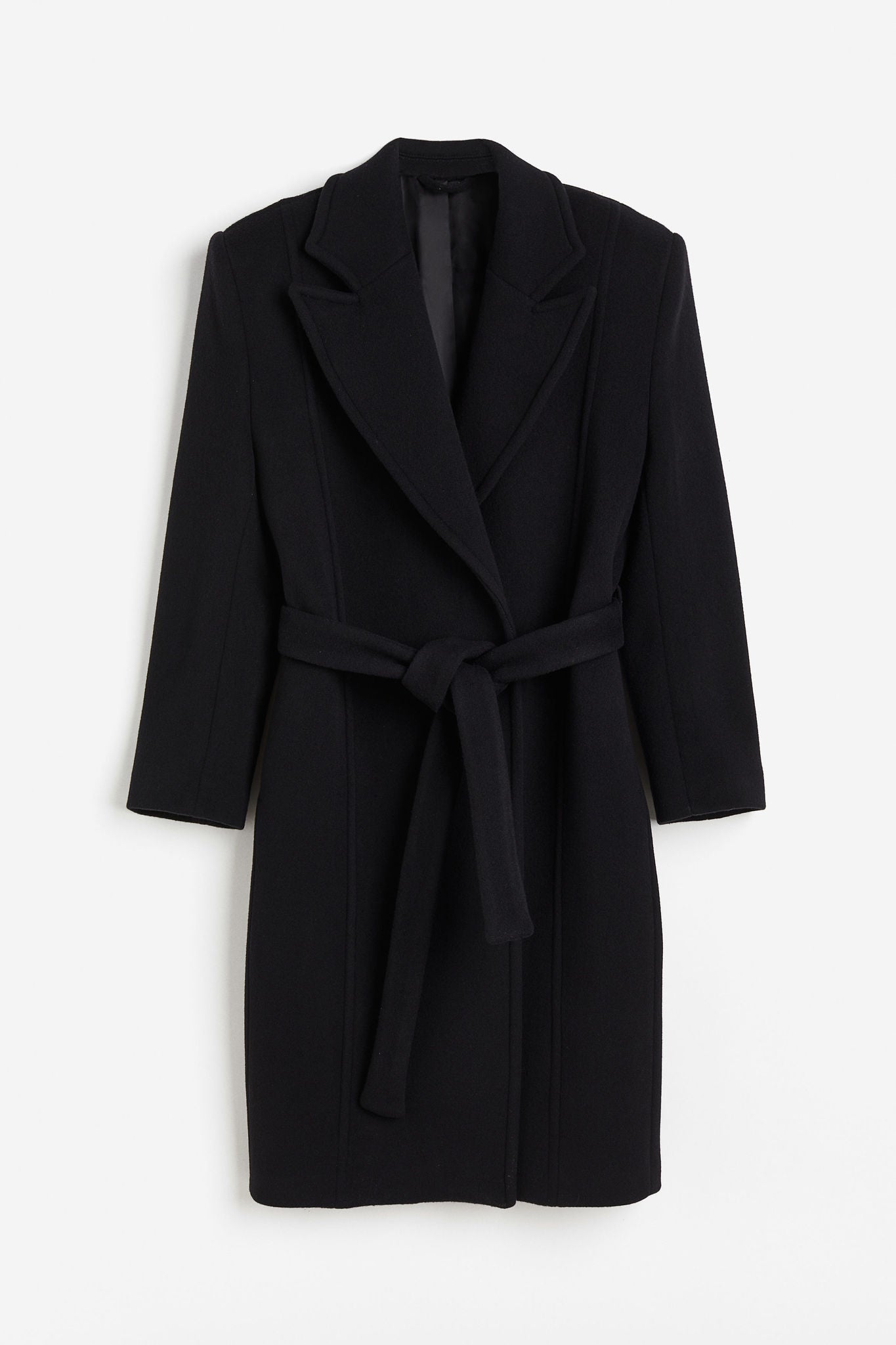 Wool-blend tie-belt coat