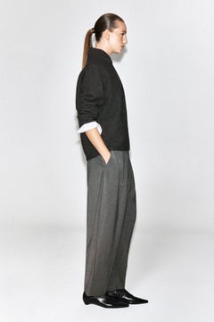 LAYERED-COLLAR BOILED WOOL JUMPER — Grey dark 6