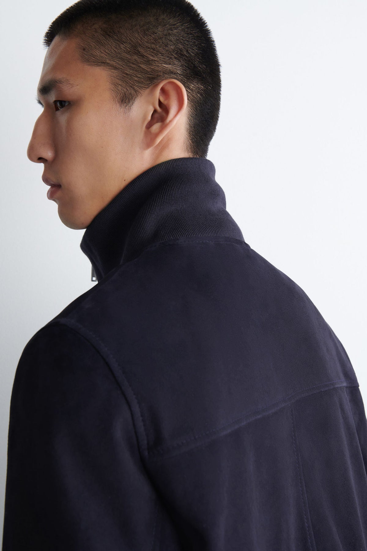 SUEDE FLIGHT JACKET — Blue dark