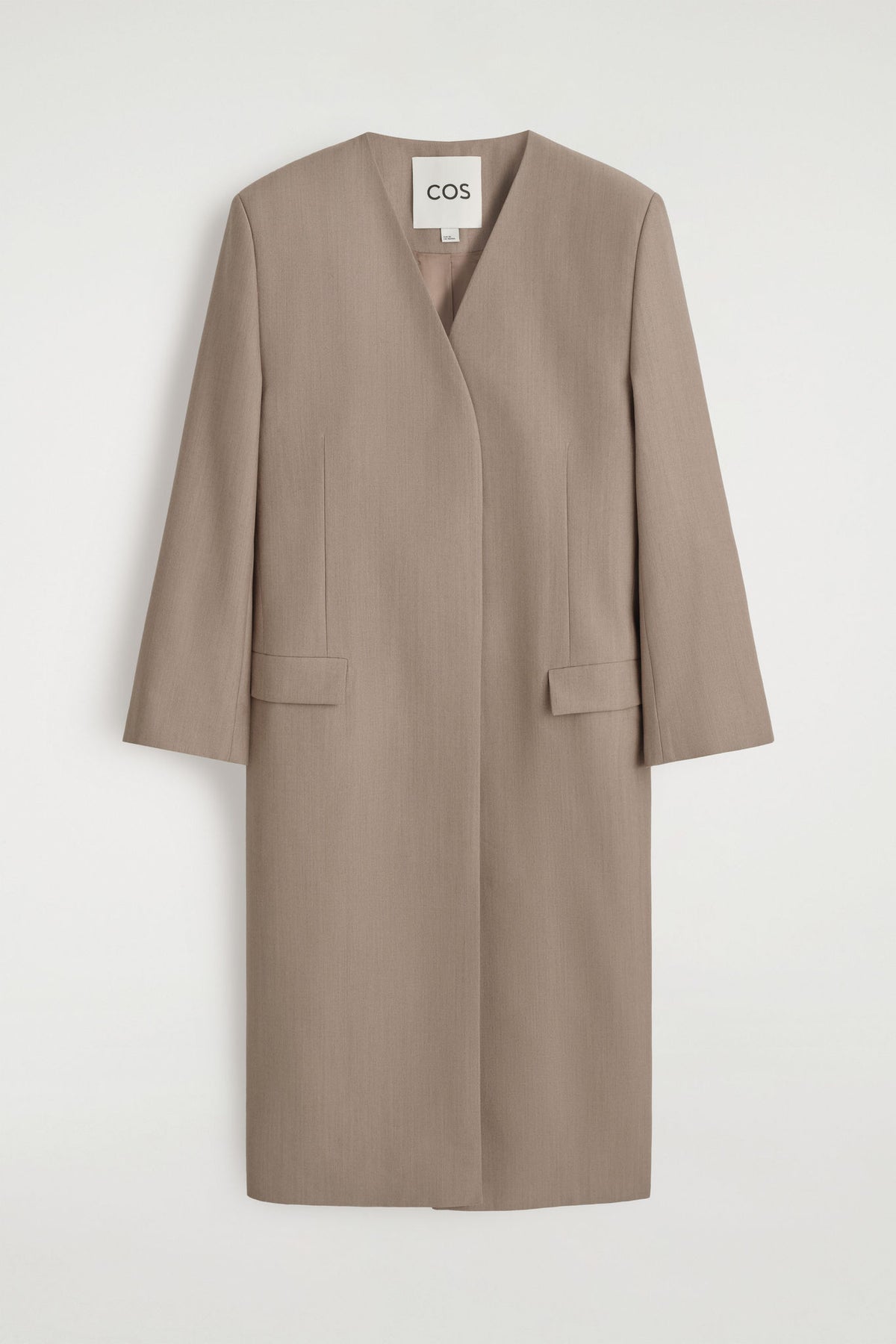 COLLARLESS TAILORED COAT — Mole dusty light