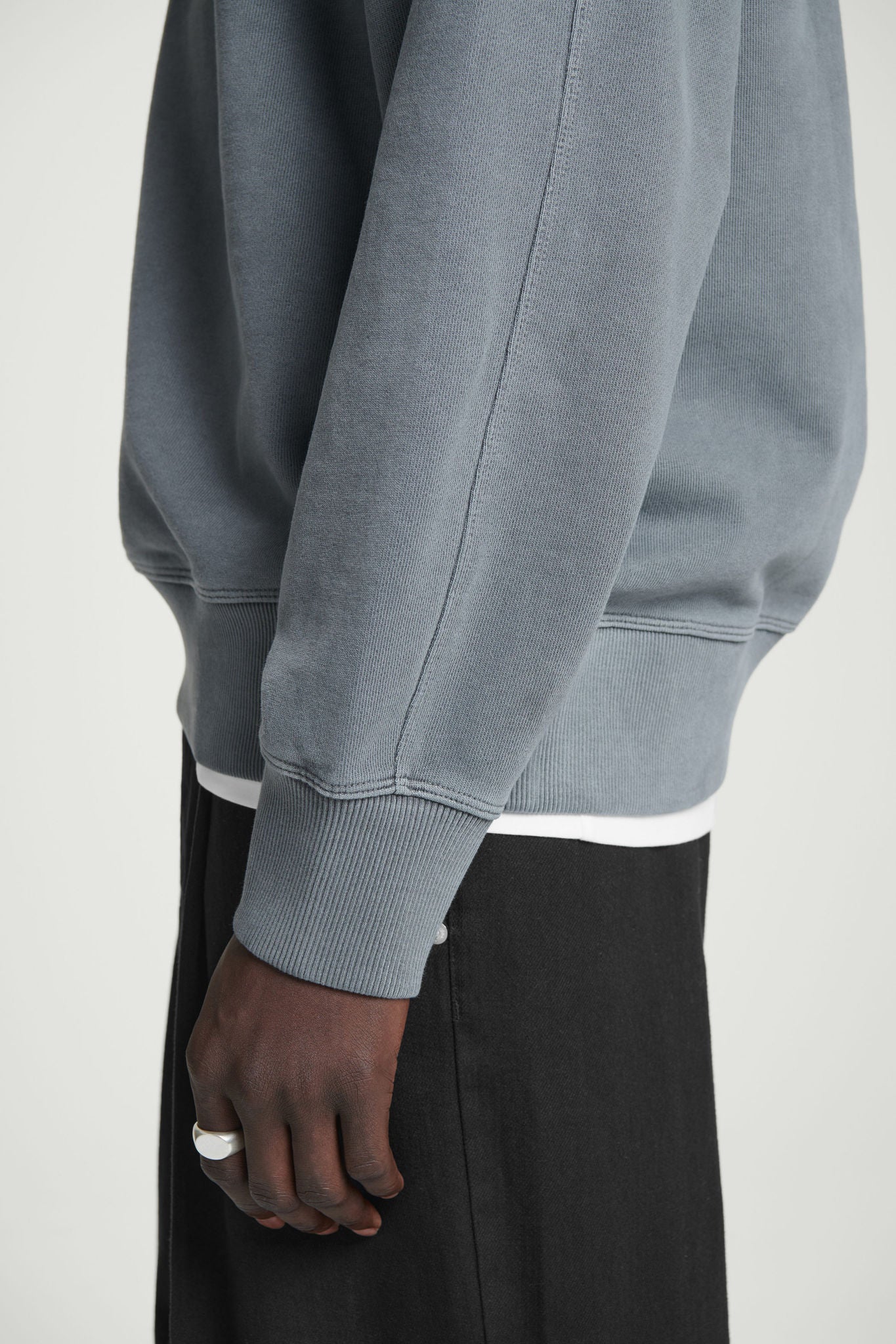 Garment Dyed Cos Cotton Linen Sweatshirt Garment-dyed Mock