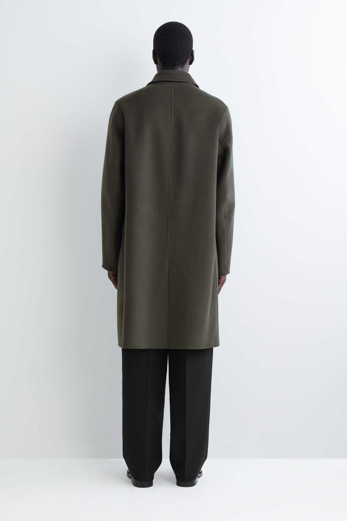 SPLIT WOOL CAR COAT — Khaki green dark