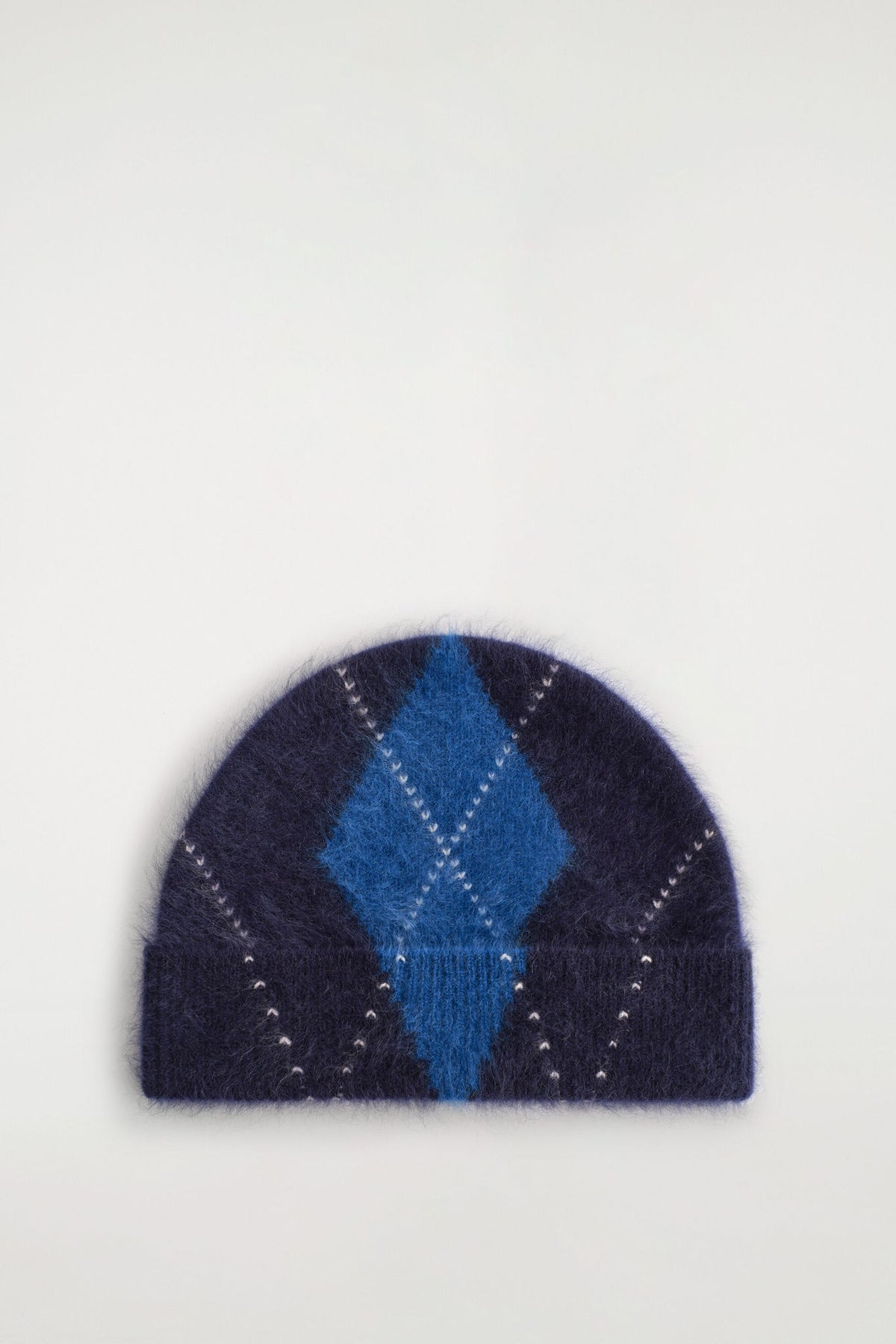 ARGYLE BRUSHED-CASHMERE BEANIE — Blue medium