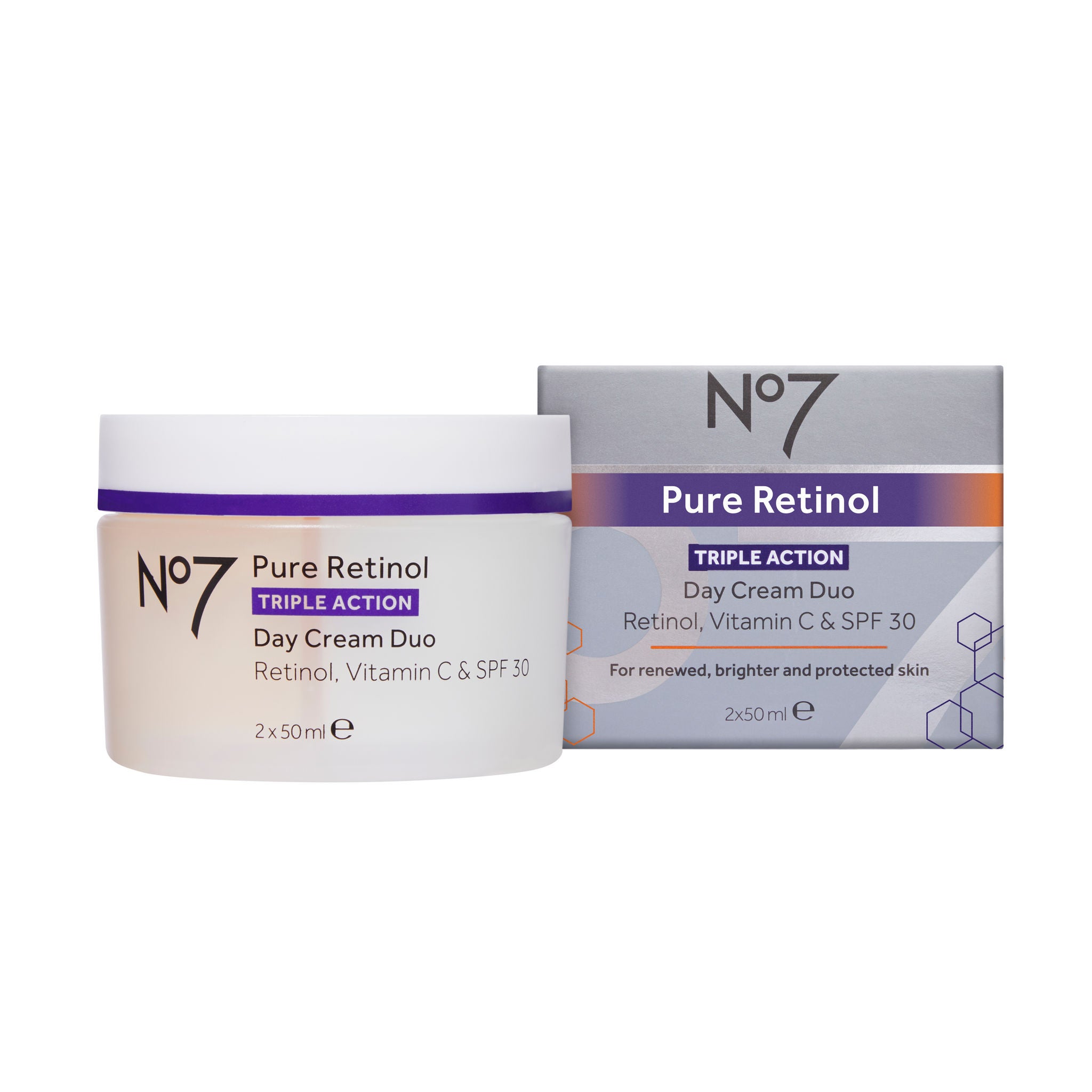 No7 Pure Retinol, Vitamin C Spf 30 Day Cream Duo 2x50ml Boots UAE