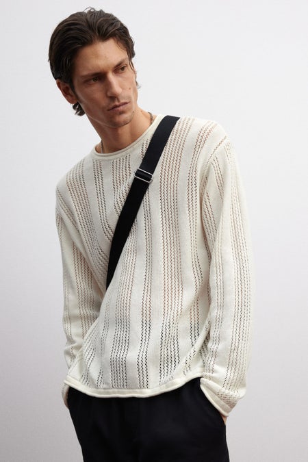 Regular Fit Pointelle-knit jumper