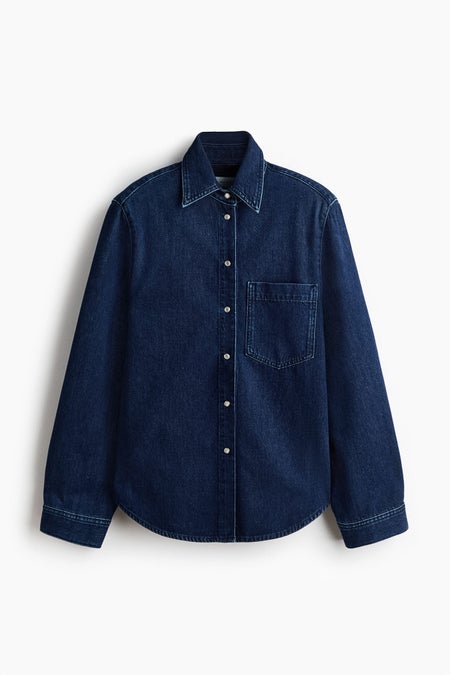 Shoulder-pad denim shirt