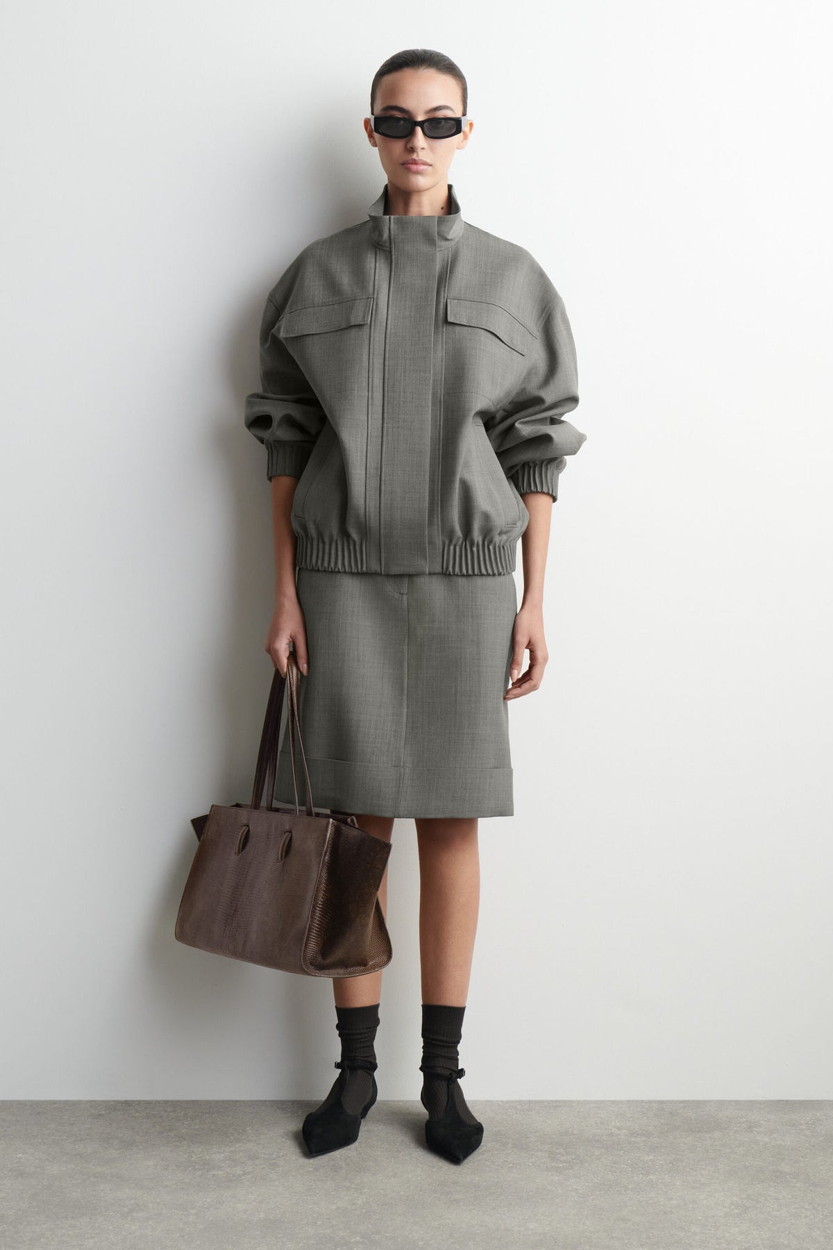 MONUMENT TOTE BAG - LEATHER — Brown dark