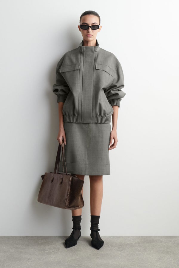 MONUMENT TOTE BAG - LEATHER — Brown dark